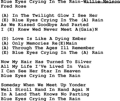  Blue Eyes Crying In The Rain 잔잔한 기타와 슬픈 가사의 조화